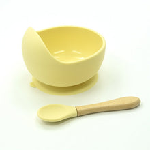 Load image into Gallery viewer, Baby Silicone Feeding Set Wooden Spoon Suction Bowl Baby Plate Kids Toddler Assist Tableware BPA Free High Quality Silicone