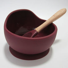 Load image into Gallery viewer, Baby Silicone Feeding Set Wooden Spoon Suction Bowl Baby Plate Kids Toddler Assist Tableware BPA Free High Quality Silicone