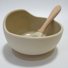 Load image into Gallery viewer, Baby Silicone Feeding Set Wooden Spoon Suction Bowl Baby Plate Kids Toddler Assist Tableware BPA Free High Quality Silicone
