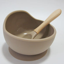Load image into Gallery viewer, Baby Silicone Feeding Set Wooden Spoon Suction Bowl Baby Plate Kids Toddler Assist Tableware BPA Free High Quality Silicone